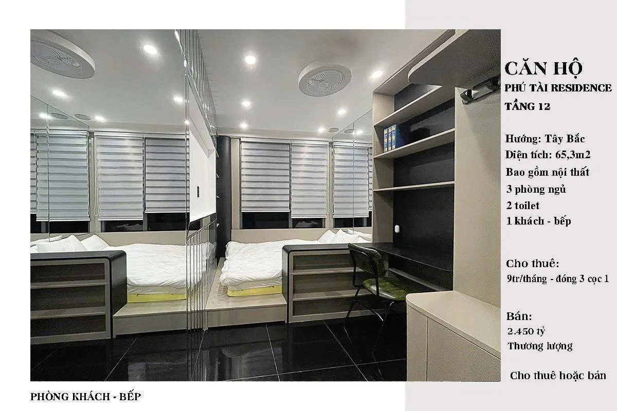 Квартира с 3 спальнями в Phú Tài Residences